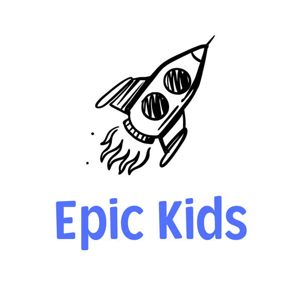 Epic kids gift boxes logo showing a black rocket